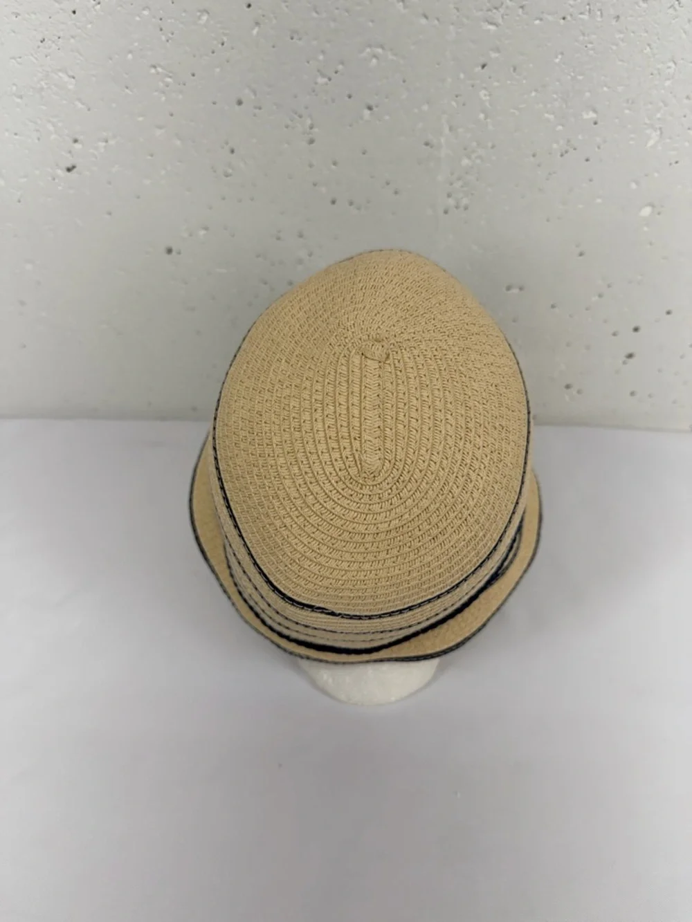 August Navy Blue Straw Cloche Bucket Hat